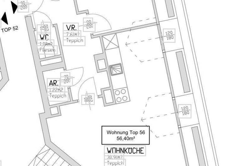 Wohnung zur Miete 1.015 € 2 Zimmer 56,4 m² Wien 1050