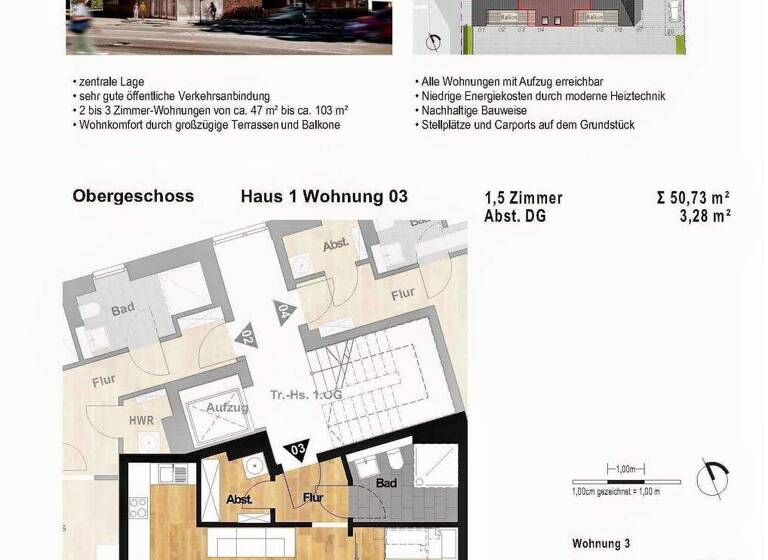 Wohnung zum Kauf provisionsfrei 294.750 € 1,5 Zimmer 50,7 m² 1. Geschoss Marktstr. 9 Buxtehude 21614