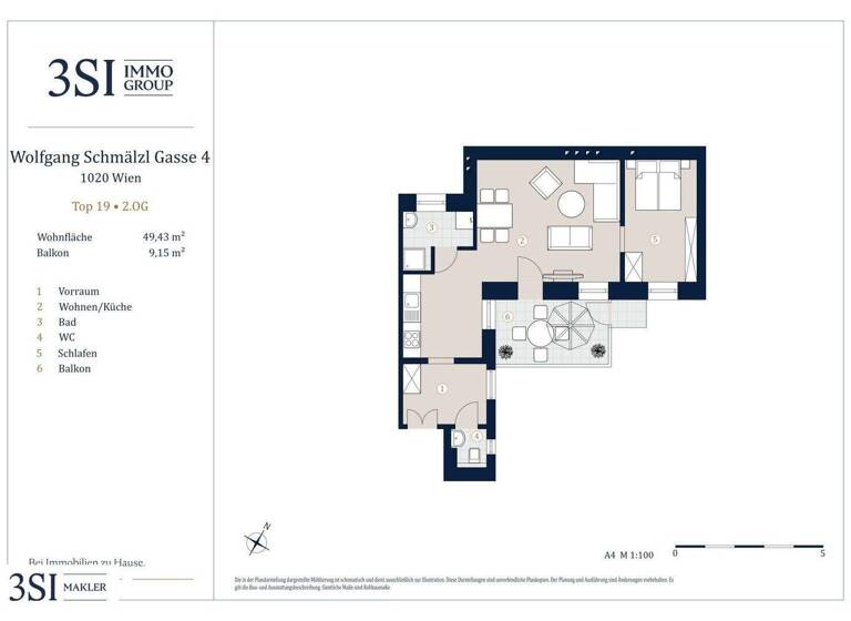Wohnung zum Kauf 375.000 € 2 Zimmer 49,4 m² 3. Geschoss Wolfgang-Schmälzl-Gasse 4 Wien 1020