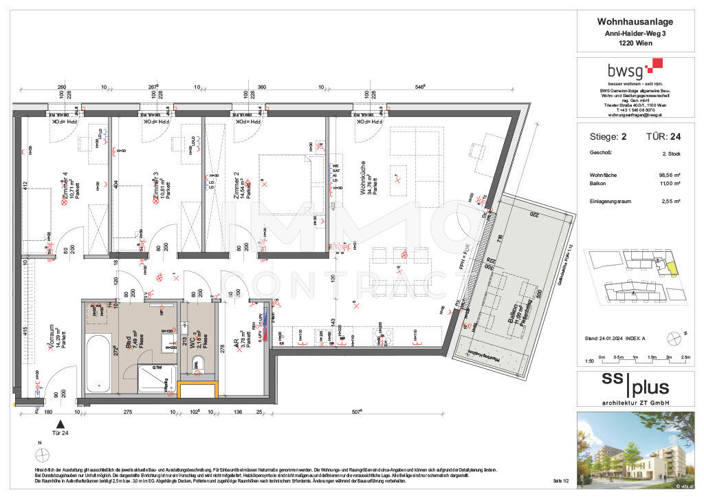 Wohnung zur Miete 1.324 € 4 Zimmer 98,6 m²<br/>Wohnfläche 2.<br/>Geschoss ab sofort<br/>Verfügbarkeit Anni-Haider-Weg 3 Wien 1220