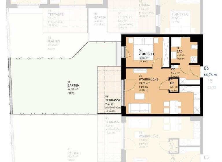 Wohnung zum Kauf - Erstbezug 307.500 € 2 Zimmer 44,8 m² EG frei ab sofort Wulzendorfstraße 103 Wien 1220