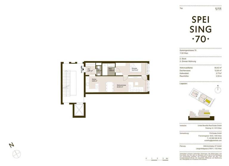 Wohnung zum Kauf - Erstbezug 426.000 € 2 Zimmer 55,4 m² 2. Geschoss frei ab 31.07.2026 Speisinger Straße Wien 1130