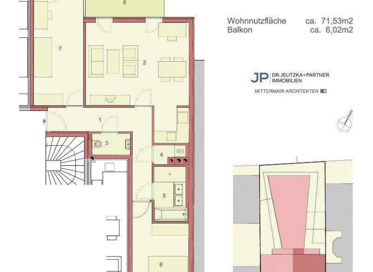 Wohnung zur Miete 1.250 € 3 Zimmer 71,5 m² 5. Geschoss Wien 1050