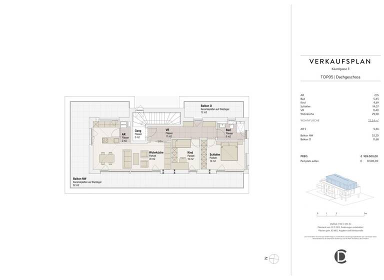 Wohnung zum Kauf - Erstbezug 928.000 € 3 Zimmer 72,3 m² 2. Geschoss Salzburg 5020