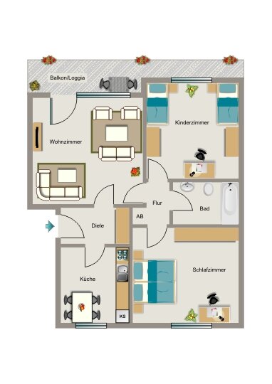 Wohnung zur Miete 617 € 3,5 Zimmer 65 m²<br/>Wohnfläche 2.<br/>Geschoss 01.03.2025<br/>Verfügbarkeit Breitscheidstraße 44 Brackeler Feld Dortmund 44309