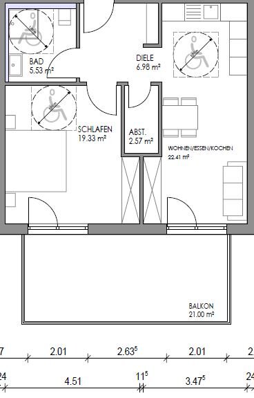 Wohnung zum Kauf provisionsfrei 424.640 € 2 Zimmer 66,4 m²<br/>Wohnfläche Griesheim Frankfurt 65933