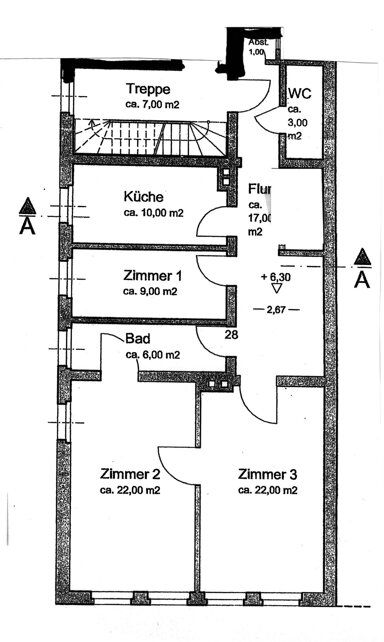 Wohnung zur Miete 670 € 3 Zimmer 90 m² 2. Geschoss frei ab sofort Bockwirtsgasse 1 Neumarkt Neumarkt in der Oberpfalz 92318