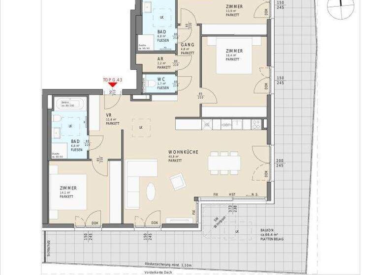 Penthouse zum Kauf - Erstbezug 859.000 € 4 Zimmer 119,3 m² 7. Geschoss Kohldorfer Straße 96 St. Martin Klagenfurt am Wörthersee 9020