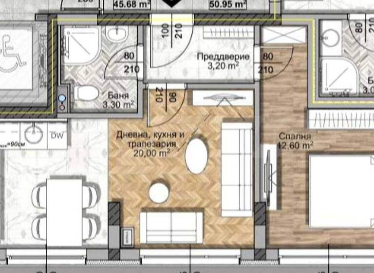 Studio zum Kauf 122.701 € 2 Zimmer 56,3 m² Sofia