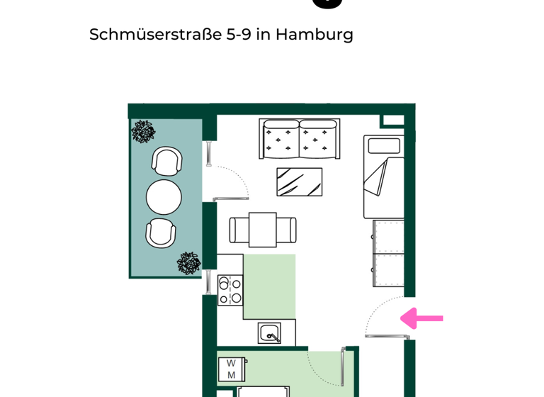 Studio zur Miete - Erstbezug 989 € 1 Zimmer 33 m² 1. Geschoss frei ab sofort Schmüserstraße 5-9 Wandsbek Hamburg 22041