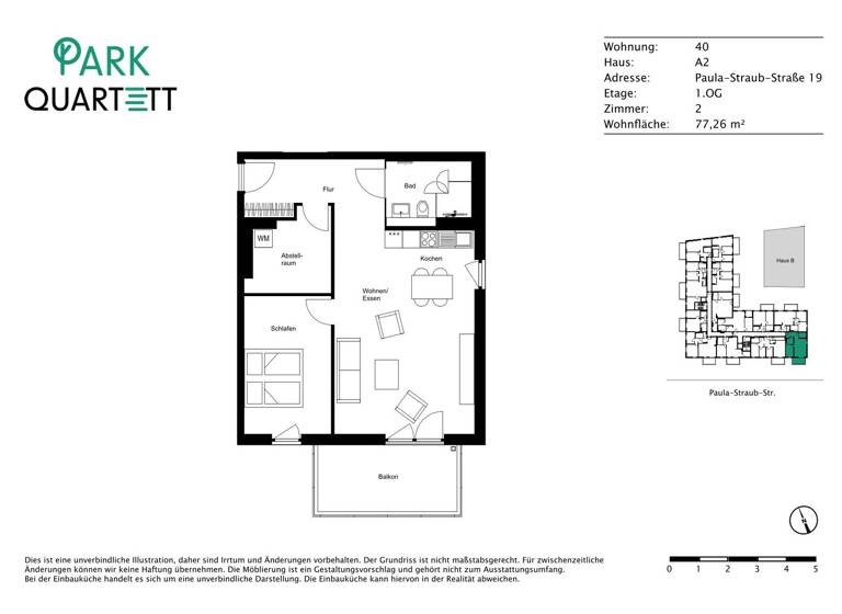 Wohnung zur Miete - Erstbezug 915 € 2 Zimmer 77,1 m² 1. Geschoss Paula-Straub-Str. 19 Villingen Villingen-Schwenningen 78048