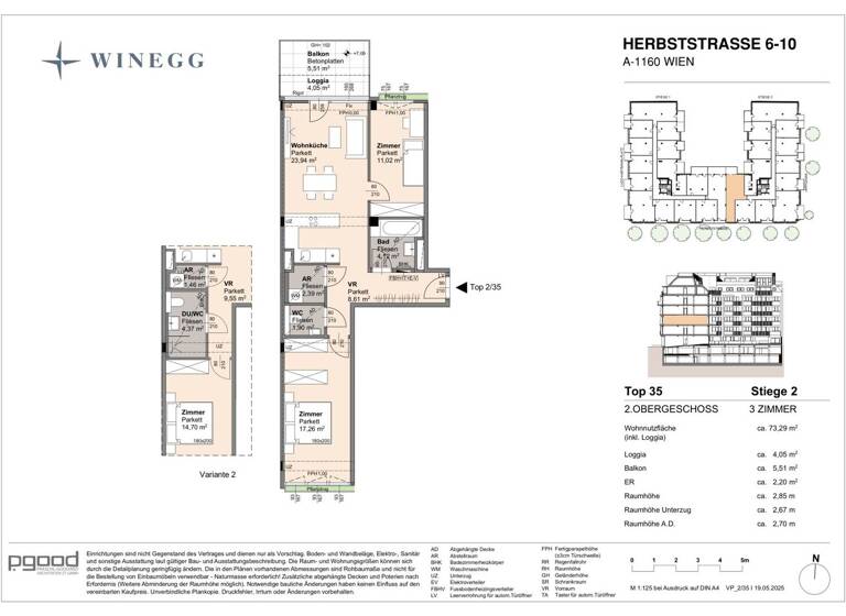 Wohnung zum Kauf - Erstbezug 446.900 € 3 Zimmer 69,2 m² 2. Geschoss Herbststraße 6-10 Wien 1160