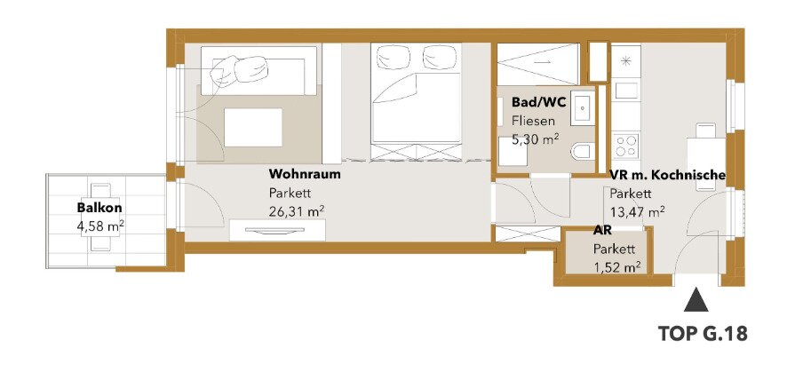 Wohnung zur Miete 978 € 1 Zimmer 46,6 m²<br/>Wohnfläche 4.<br/>Geschoss Wien 1120