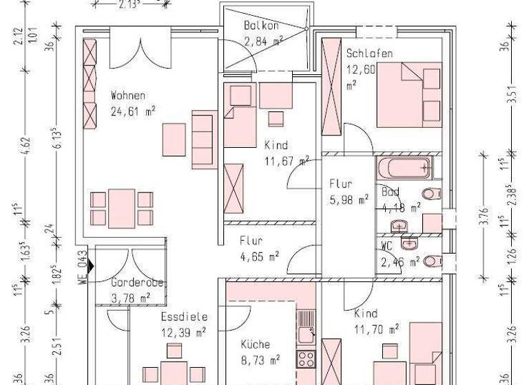 Wohnung zur Miete 1.192 € 4 Zimmer 105,3 m² 2. Geschoss frei ab 01.05.2026 Pommernstraße 95 Tornesch 25436