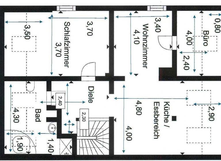 Wohnung zur Miete 1.050 € 3,5 Zimmer 110 m² 2. Geschoss Blumenthalstraße 5 Nordstadt Pforzheim 75179