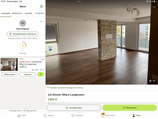 Wohnung zur Miete 1.575 € 4,5 Zimmer 144 m² Geschoss 3/4 frei ab 01.10.2025 Langenzenn 90579