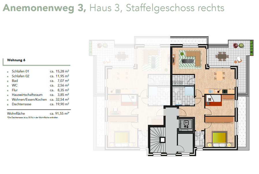 Penthouse zum Kauf provisionsfrei 351.500 € 3 Zimmer 91,5 m²<br/>Wohnfläche Lotte Lotte 49504