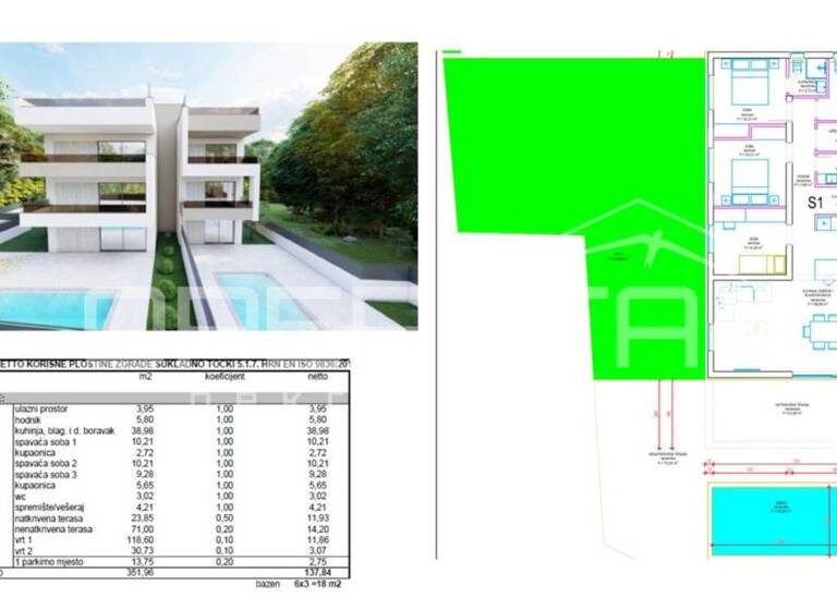 Wohnung zum Kauf 450.000 € 3 Zimmer 137 m² Sukosan
