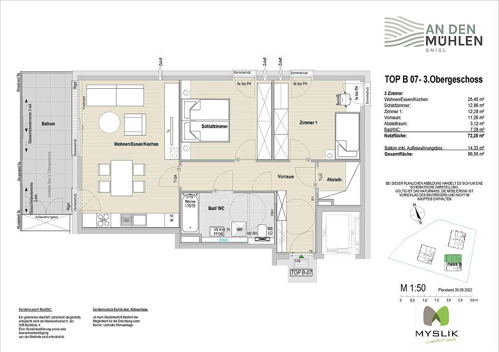 Wohnung zur Miete 1.553 € 3 Zimmer 72,3 m²<br/>Wohnfläche Gnigl Salzburg 5020