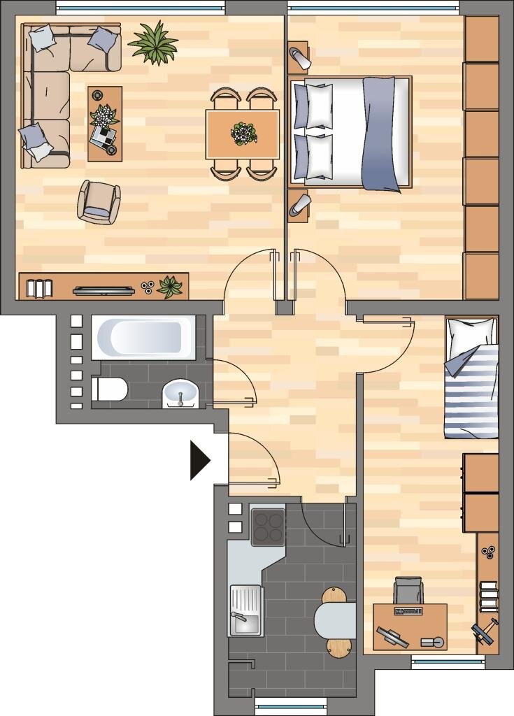 Wohnung zur Miete 519 € 2 Zimmer 61,6 m²<br/>Wohnfläche 2.<br/>Geschoss Kirchenweg 1a Gaarden - Ost Bezirk 2 Kiel 24143