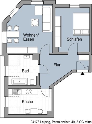 Wohnung zur Miete 440 € 2 Zimmer 62,5 m² 3. Geschoss frei ab 05.02.2025 Pestalozzistr. 49 Böhlitz-Ehrenberg Leipzig 04178