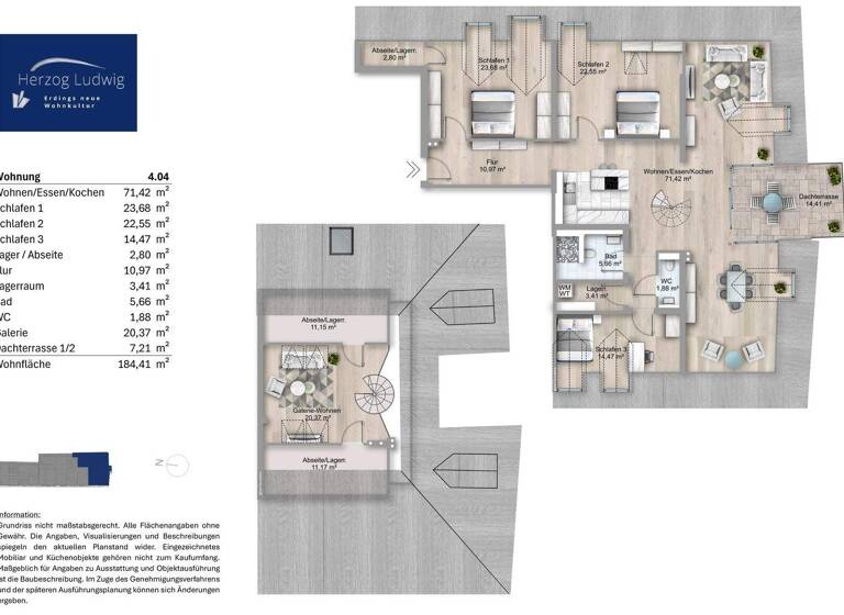 Wohnung zum Kauf provisionsfrei 1.395.000 € 4,5 Zimmer 184,4 m² 4. Geschoss Haager Straße 11 Altenerding Erding 85435