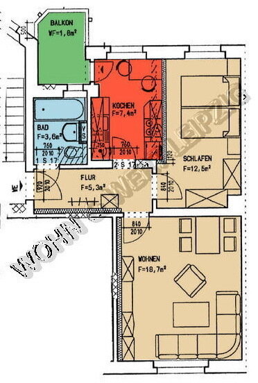 Wohnung zur Miete 360 € 2 Zimmer 49,3 m²<br/>Wohnfläche 3.<br/>Geschoss 01.01.2025<br/>Verfügbarkeit Mockauer Straße 62 Mockau - Süd Leipzig 04357