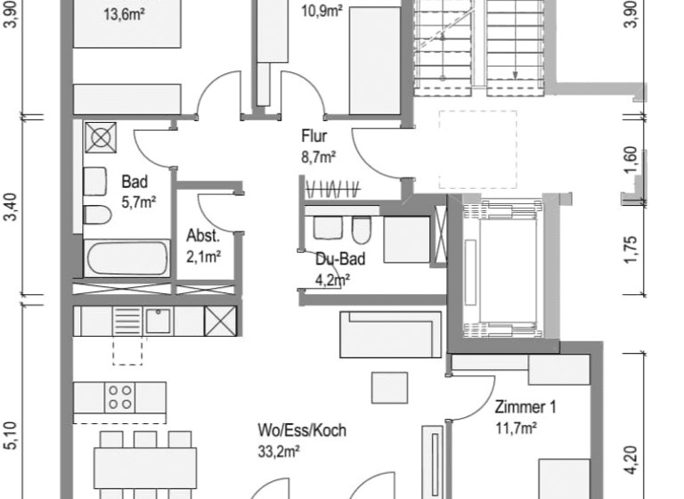 Wohnung zur Miete 1.276 € 4 Zimmer 93,3 m² 1. Geschoss frei ab sofort Johannes-Hoffmann-Straße 5 Bamberg 96052