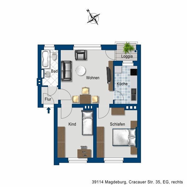 Wohnung zur Miete 371 € 3 Zimmer 57,1 m²<br/>Wohnfläche 15.01.2025<br/>Verfügbarkeit Cracauer Str. 35 Alt Cracau Magdeburg 39114