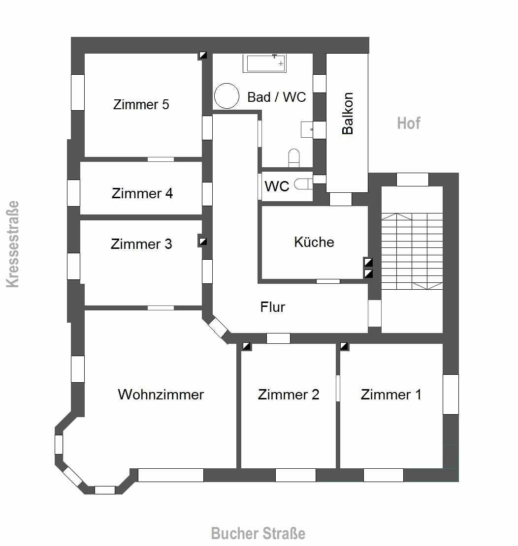 Wohnung zur Miete 1.700 € 5 Zimmer 160 m²<br/>Wohnfläche 2.<br/>Geschoss ab sofort<br/>Verfügbarkeit Bucher Straße 70 Uhlandstraße Nürnberg 90408