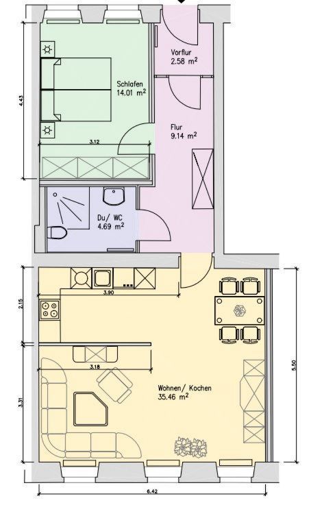 Wohnung zur Miete 369 € 2 Zimmer 66 m²<br/>Wohnfläche 3.<br/>Geschoss ab sofort<br/>Verfügbarkeit Konsulstr. 24 Innenstadt Görlitz 02826