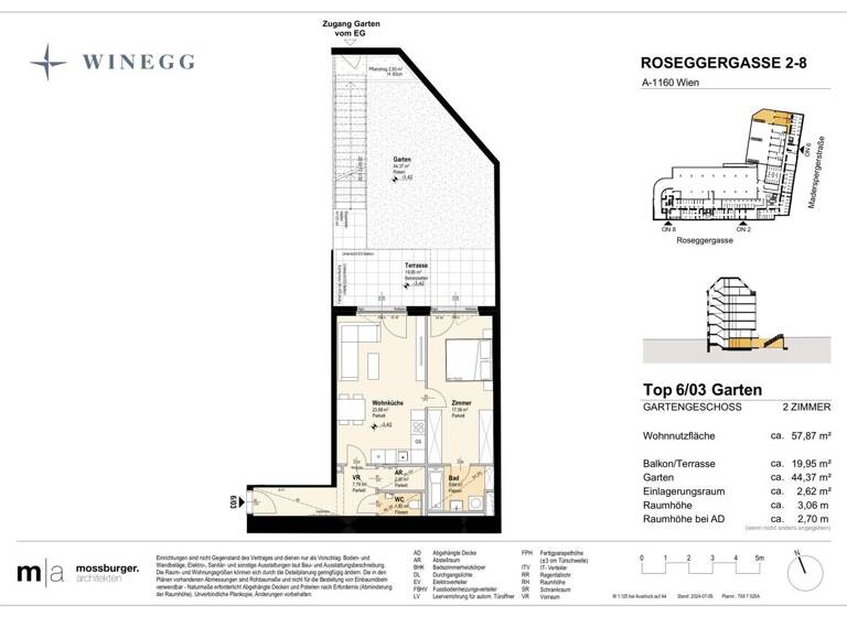 Wohnung zum Kauf - Erstbezug 309.700 € 2 Zimmer 57,9 m² EG Roseggergasse 2-8 Wien 1160