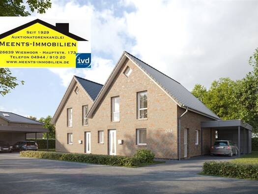 Doppelhaushälfte zum Kauf - Erstbezug provisionsfrei 399.000 € 5 Zimmer 115,8 m² 300 m² Grundstück frei ab 01.06.2027 Wiesmoor 26639