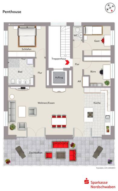 Penthouse zur Miete 1.456 € 4 Zimmer 121,4 m² 2. Geschoss frei ab sofort Lauingen Lauingen 89415