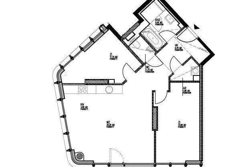 Wohnung zur Miete 1.800 € 3 Zimmer 77,1 m² 9. Geschoss Wien 1100