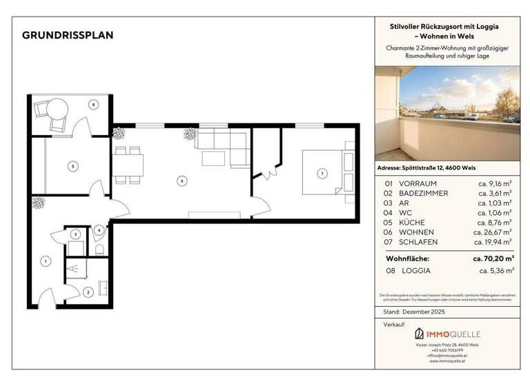 Wohnung zum Kauf 198.000 € 3 Zimmer 70,2 m² Grabenhof Wels 4600