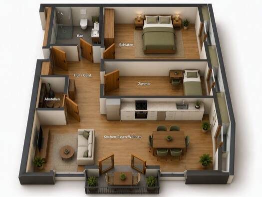 Terrassenwohnung zur Miete 999 € 3 Zimmer 58 m² Geschoss EG/1 frei ab 01.12.2026 Bad Waldsee Bad Waldsee 88339