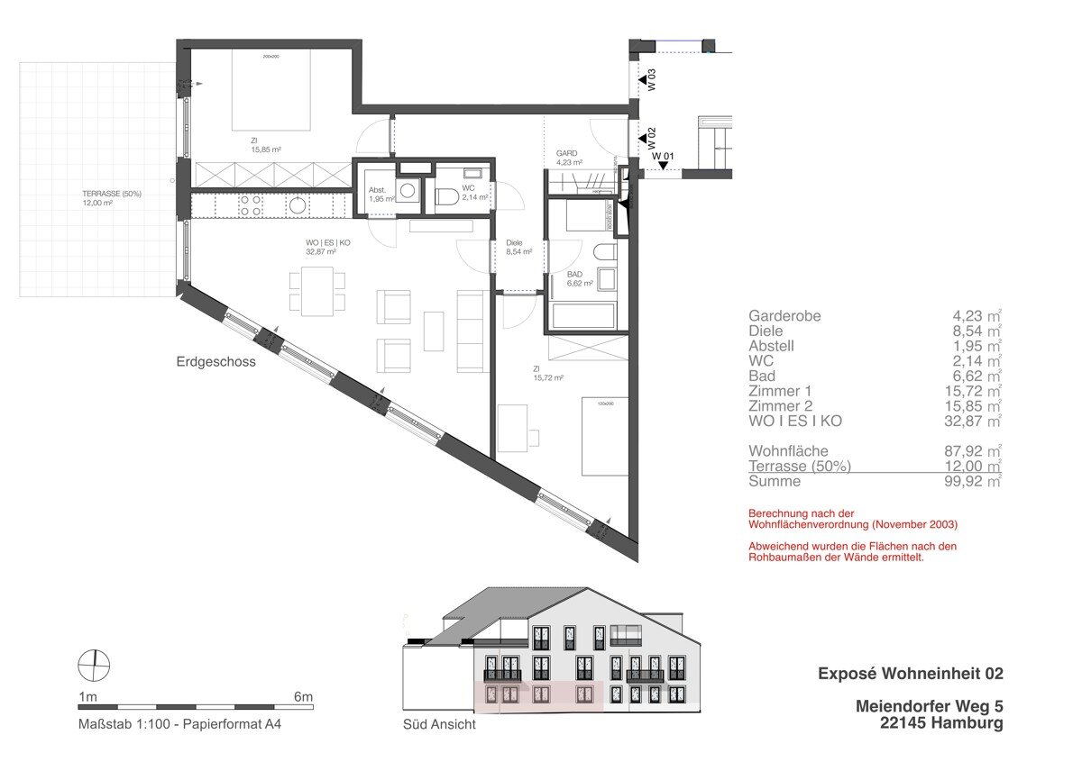 Terrassenwohnung zum Kauf 600.000 € 3 Zimmer 99,9 m²<br/>Wohnfläche EG<br/>Geschoss Rahlstedt Hamburg / Meiendorf 22145