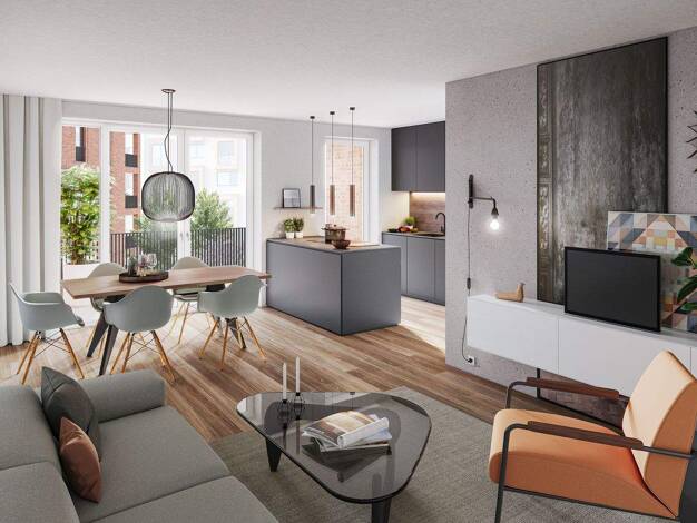 Wohnung zum Kauf - Neubau provisionsfrei 567.000 € 2 Zimmer 58,7 m² 1. Geschoss Eugen-Martin-Straße 19b Brühl Freiburg im Breisgau 79106