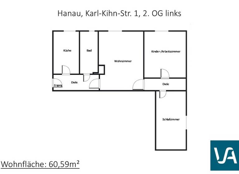 Wohnung zur Miete 679 € 3 Zimmer 60,6 m² 2. Geschoss frei ab 12.04.2026 Karl-Kihn-Str. 1 Großauheim Hanau 63457