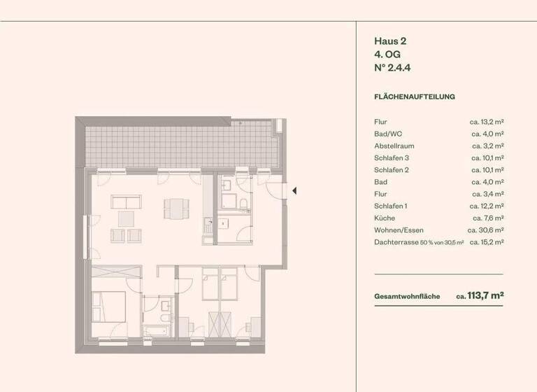 Penthouse zur Miete - Erstbezug 2.070 € 4 Zimmer 113,7 m² 4. Geschoss frei ab 01.05.2026 Ramat-Gan-Straße 16 Weinheim 69469