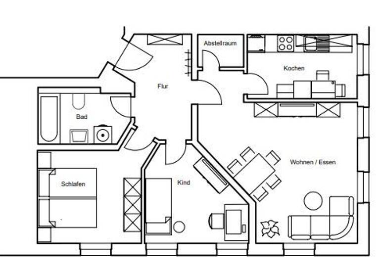 Wohnung zur Miete 374 € 3 Zimmer 68 m² 2. Geschoss frei ab sofort Schönbörnchener Weg 1 a Schönbörnchen Glauchau 08371