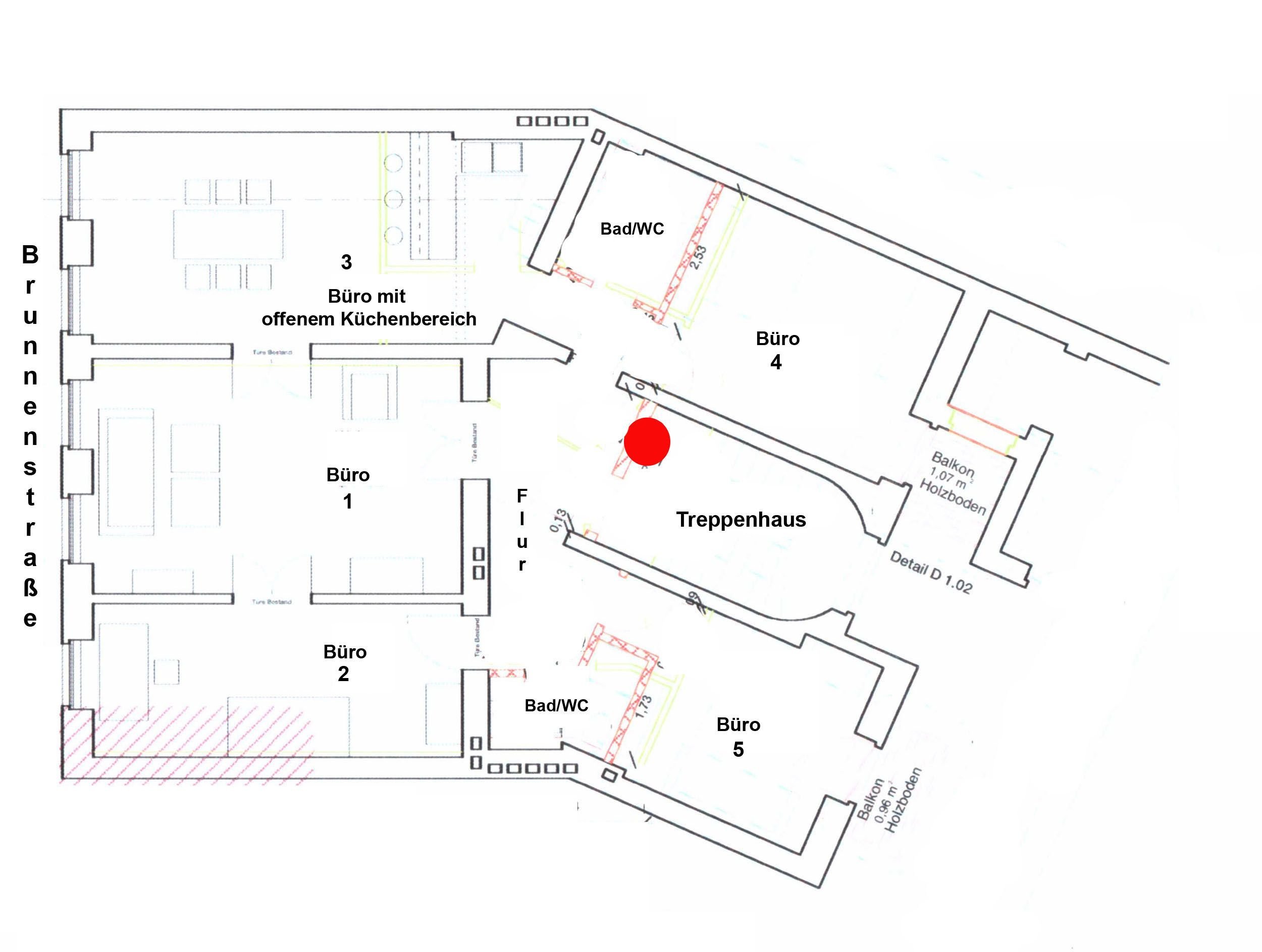 Bürofläche zur Miete 3.898 € 5 Zimmer 118,2 m²<br/>Bürofläche Brunnenstraße - Rosenthaler Platz Mitte Berlin 10119