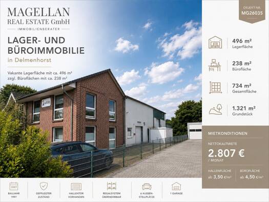 Lagerhalle zur Miete 2.807 € 496 m² Lagerfläche Stickgras/Annenriede Delmenhorst 27755