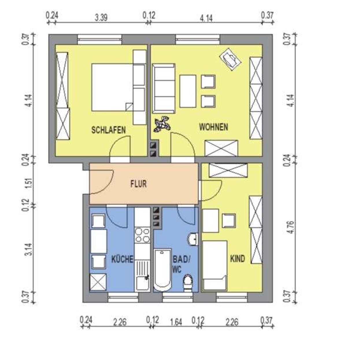 Studio zur Miete 375 € 3 Zimmer 57,4 m²<br/>Wohnfläche 2.<br/>Geschoss 01.04.2025<br/>Verfügbarkeit Neugersdorf Ebersbach-Neugersdorf 02727