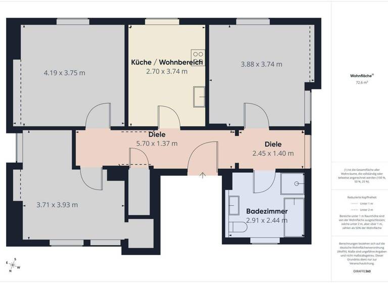 Wohnung zur Miete 650 € 3 Zimmer 72 m² 2. Geschoss frei ab 01.03.2026 Saarburg 54439