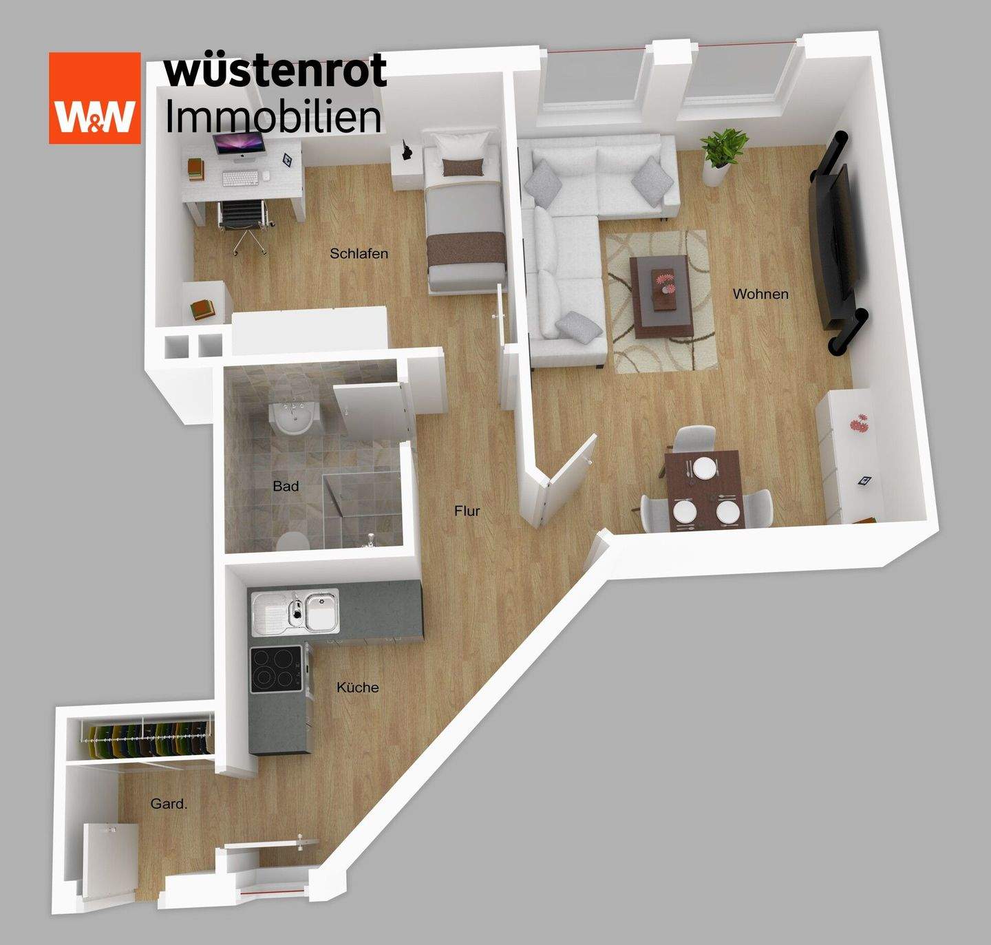 Immobilie in Künzell - Wohnung in Künzell - kompakte 2-Zimmer-Einheit in zentraler Ortslage - Bild 4