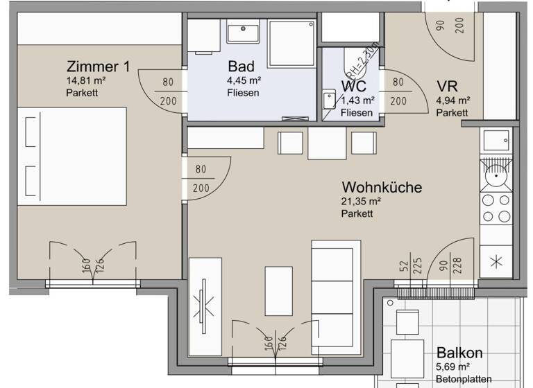 Wohnung zum Kauf - Erstbezug 348.000 € 2 Zimmer 46,9 m² 3. Geschoss Leystraße Wien 1200