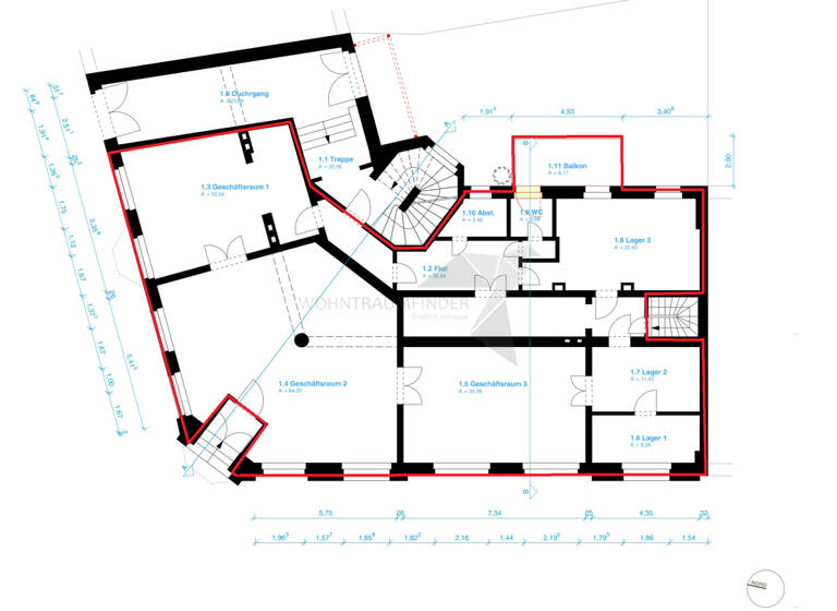 Verkaufsfläche zur Miete 1.200 € 6 Zimmer 131,6 m² Verkaufsfläche Hölderlinstraße 14 Innenstadt Zwickau 08056