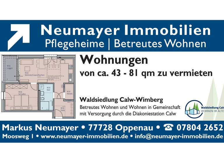 Wohnung zur Miete 960 € 2 Zimmer 61,9 m²<br/>Wohnfläche 2.<br/>Geschoss ab sofort<br/>Verfügbarkeit Rotbuchenstraße 9, 11 und 11/1 Wimberg Calw 75365